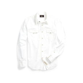 Slim Fit Poplin Western Shirt White