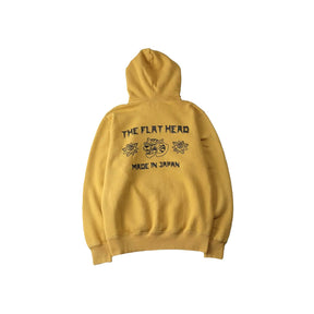 The Flat Head Sweatshirt Hoodie Brushed Lining Made in Japan Mustard Print