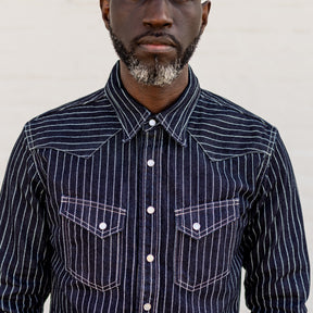 The Flat Head FN-SDW-701L 10oz Wabash Western Shirt Blue