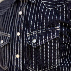 The Flat Head FN-SDW-701L 10oz Wabash Western Shirt Blue