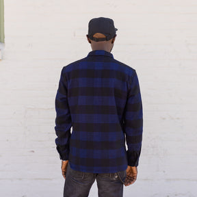 The Flat Head Block Check Work Shirt Indigo
