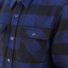 The Flat Head Block Check Work Shirt Indigo