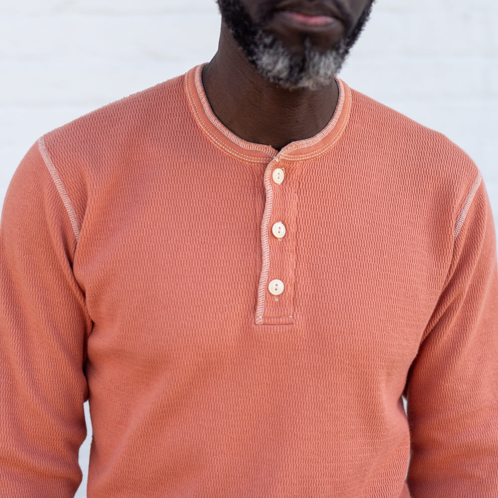 The Flat Head Henley Neck Thermal Light Orange