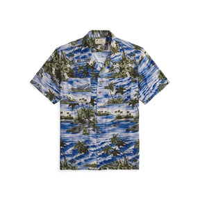 RRL Tropical Print Camp Shirt Blue Multi