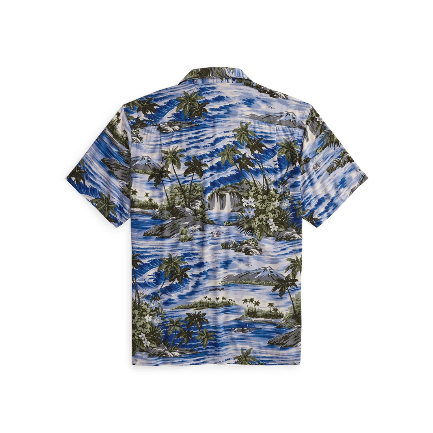 RRL Tropical Print Camp Shirt Blue Multi