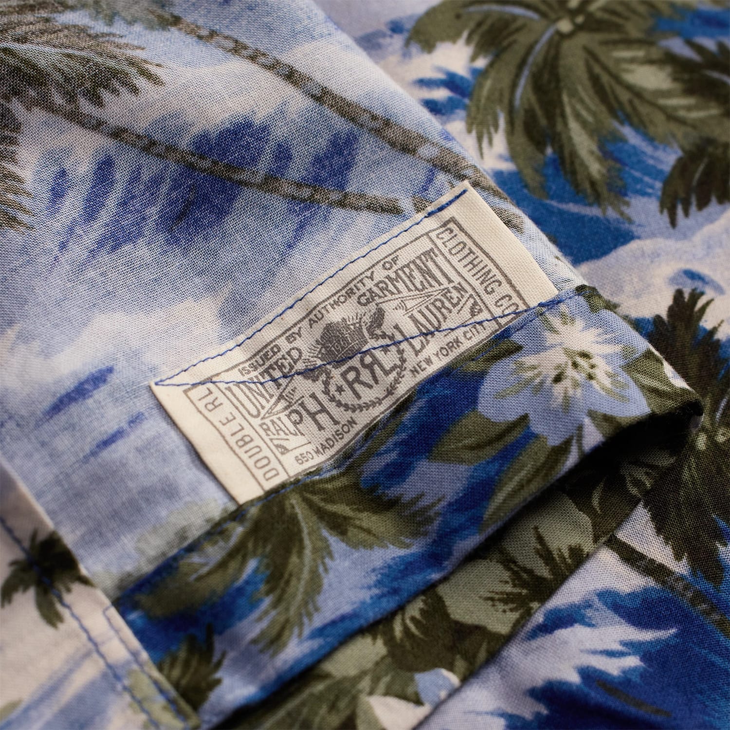 RRL Tropical Print Camp Shirt Blue Multi