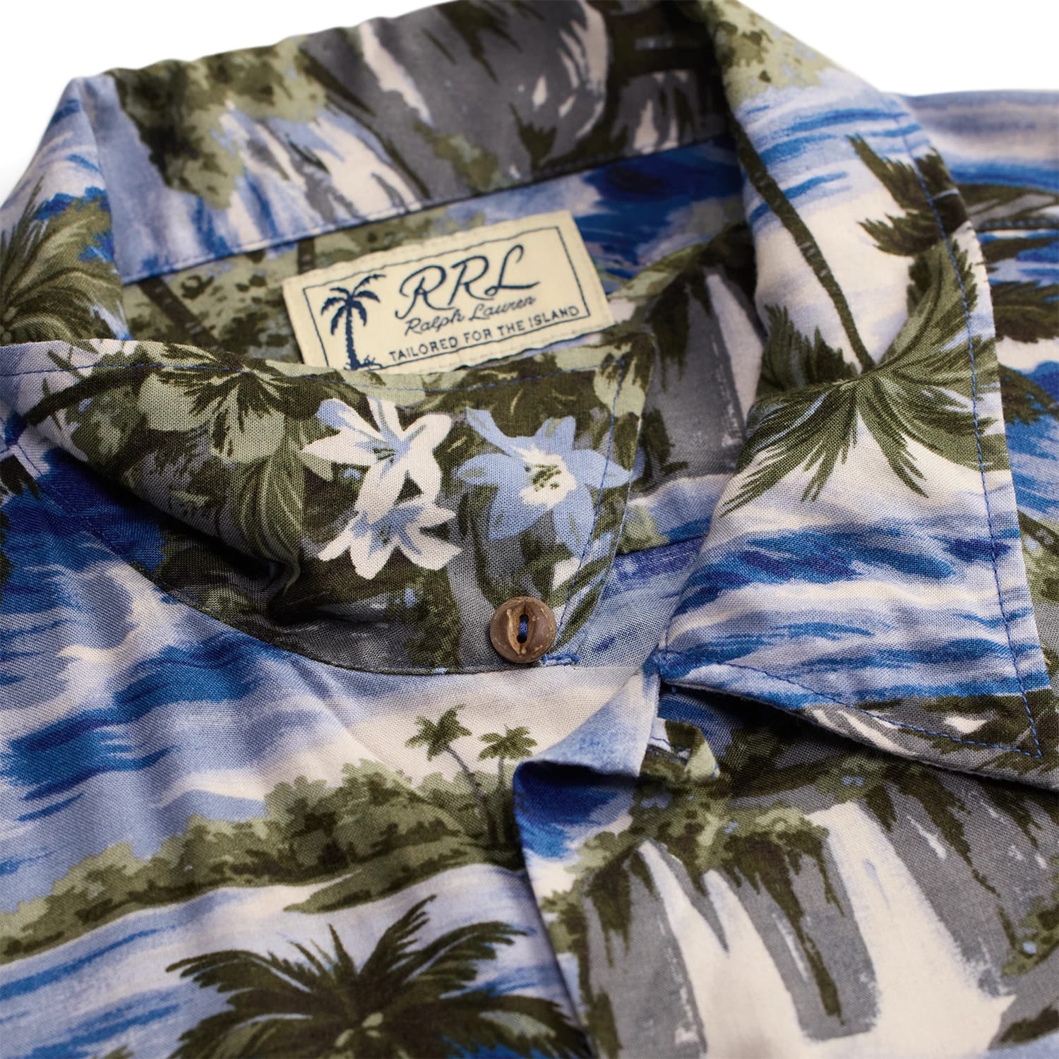RRL Tropical Print Camp Shirt Blue Multi