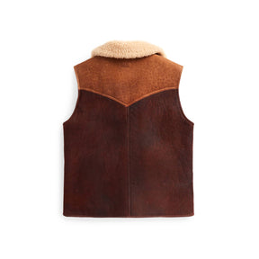 RRL Two Tone Shearling Vest Brown