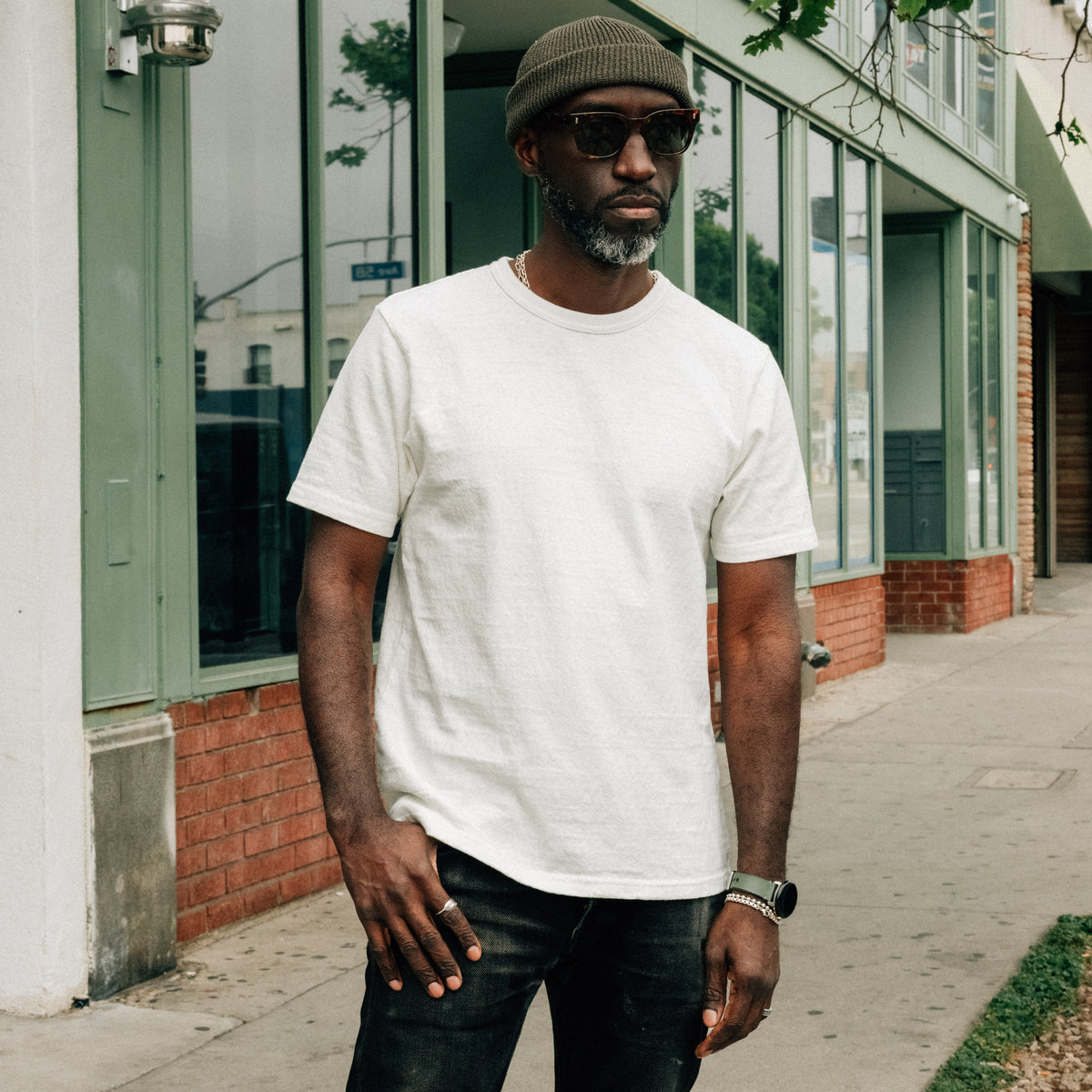 UES No. 8 Slub Nep Short Sleeve T-Shirt White