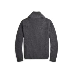 RRL Waffle-Knit Cashmere Shawl Cardigan Dark Grey Heather
