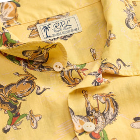 RRL Western-Print  Linen-Cotton Camp Shirt Yellow Multi