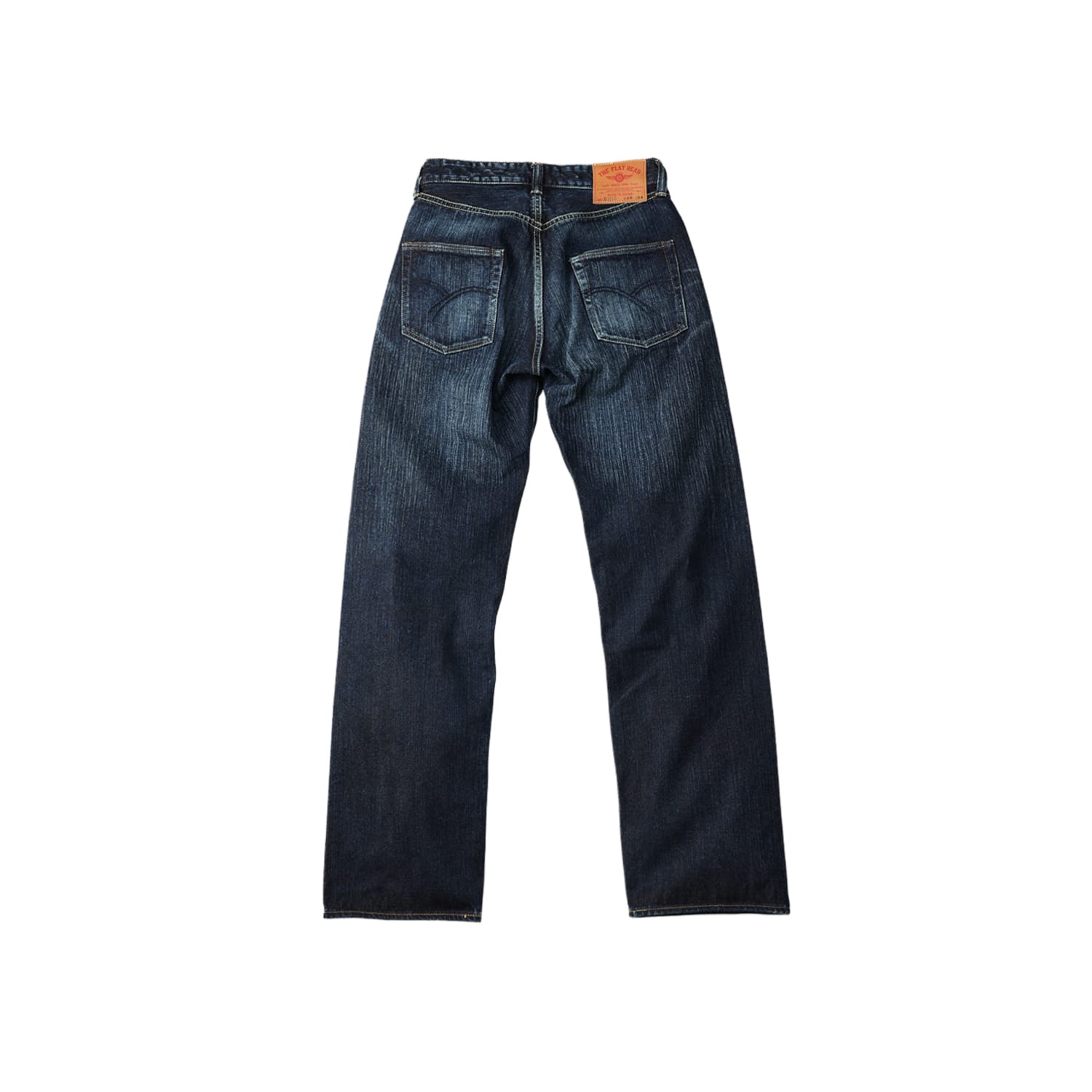 The Flat Head FN-D11C Left Hand Zimbabwe Cotton Wide Straight Real Aging Jeans