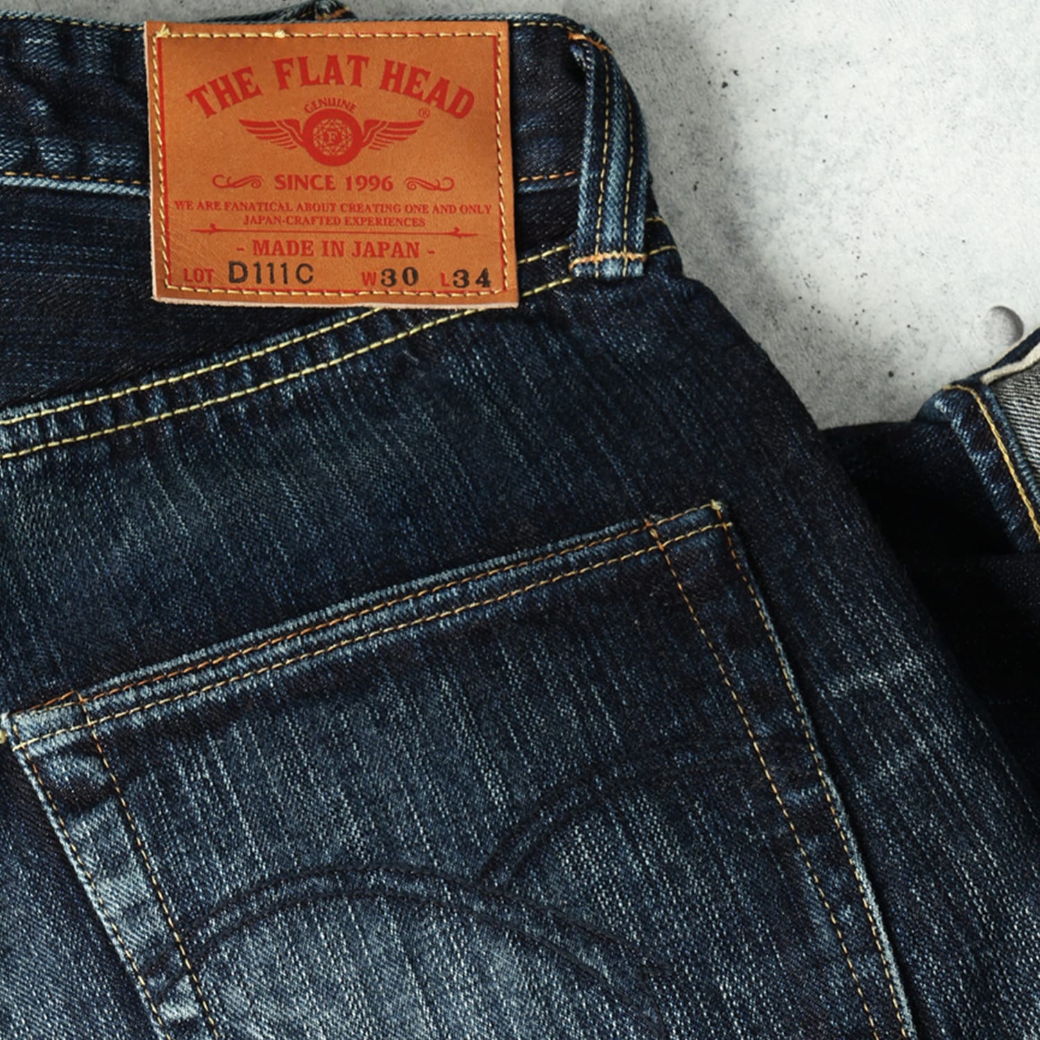 The Flat Head FN-D11C Left Hand Zimbabwe Cotton Wide Straight Real Aging Jeans