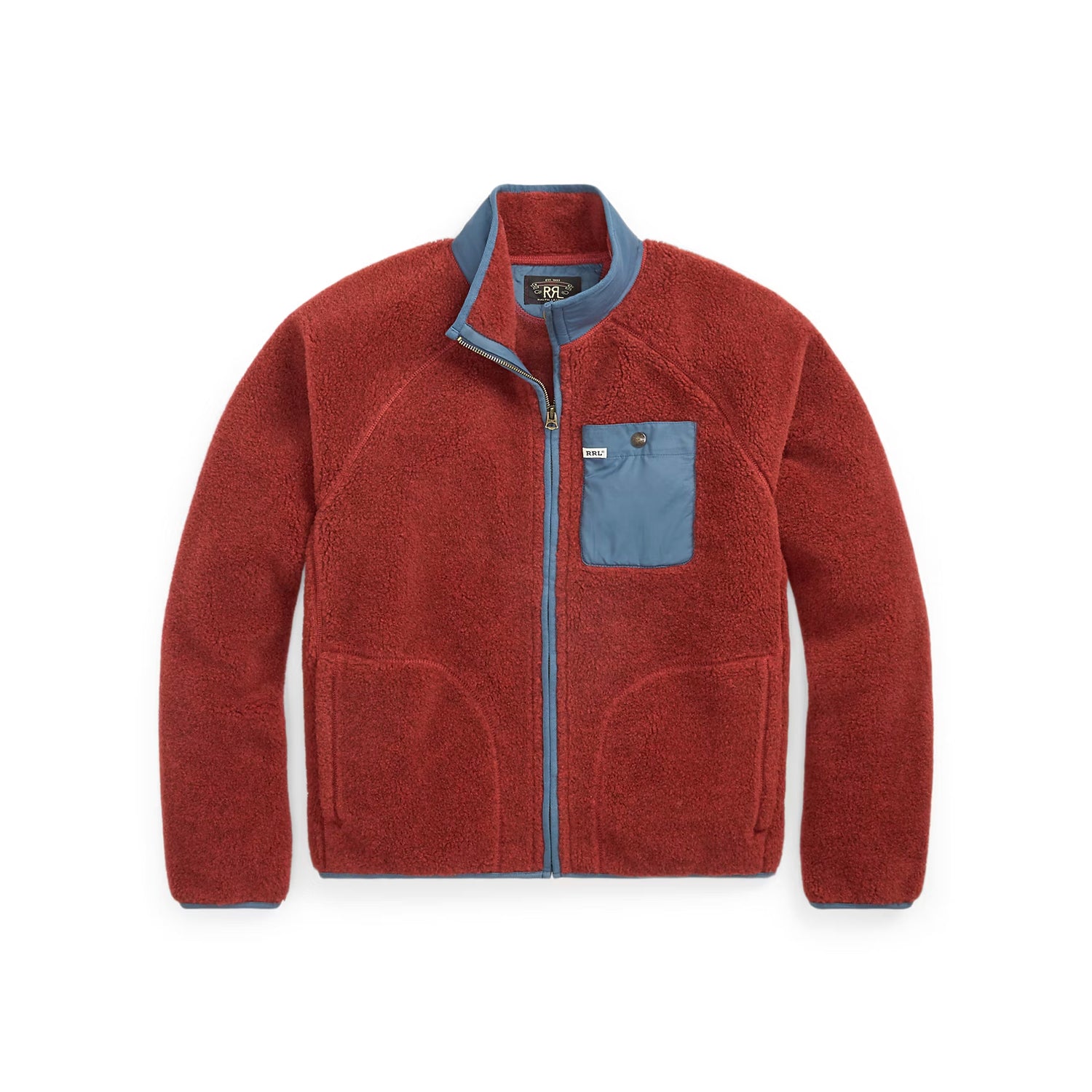 RRL Wool-Blend Pile Fleece Jacket Red Heather