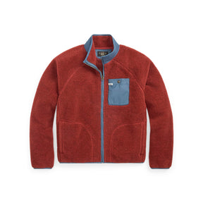 RRL Wool-Blend Pile Fleece Jacket Red Heather