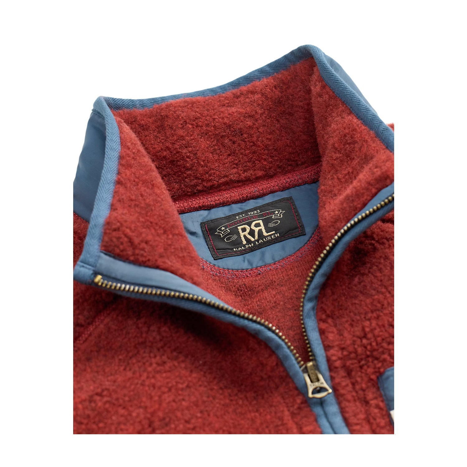 RRL Wool-Blend Pile Fleece Jacket Red Heather