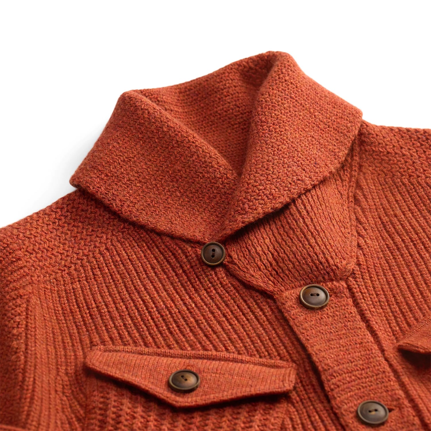RRL Wool-Cotton Shawl-Collar Cardigan Orange Heather