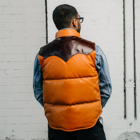 Y'2 Leather SV-01 Steer Oil & Horsehide Down Vest Camel/ Brown FINAL SALE
