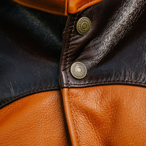 Y'2 Leather SV-01 Steer Oil & Horsehide Down Vest Camel/ Brown FINAL SALE