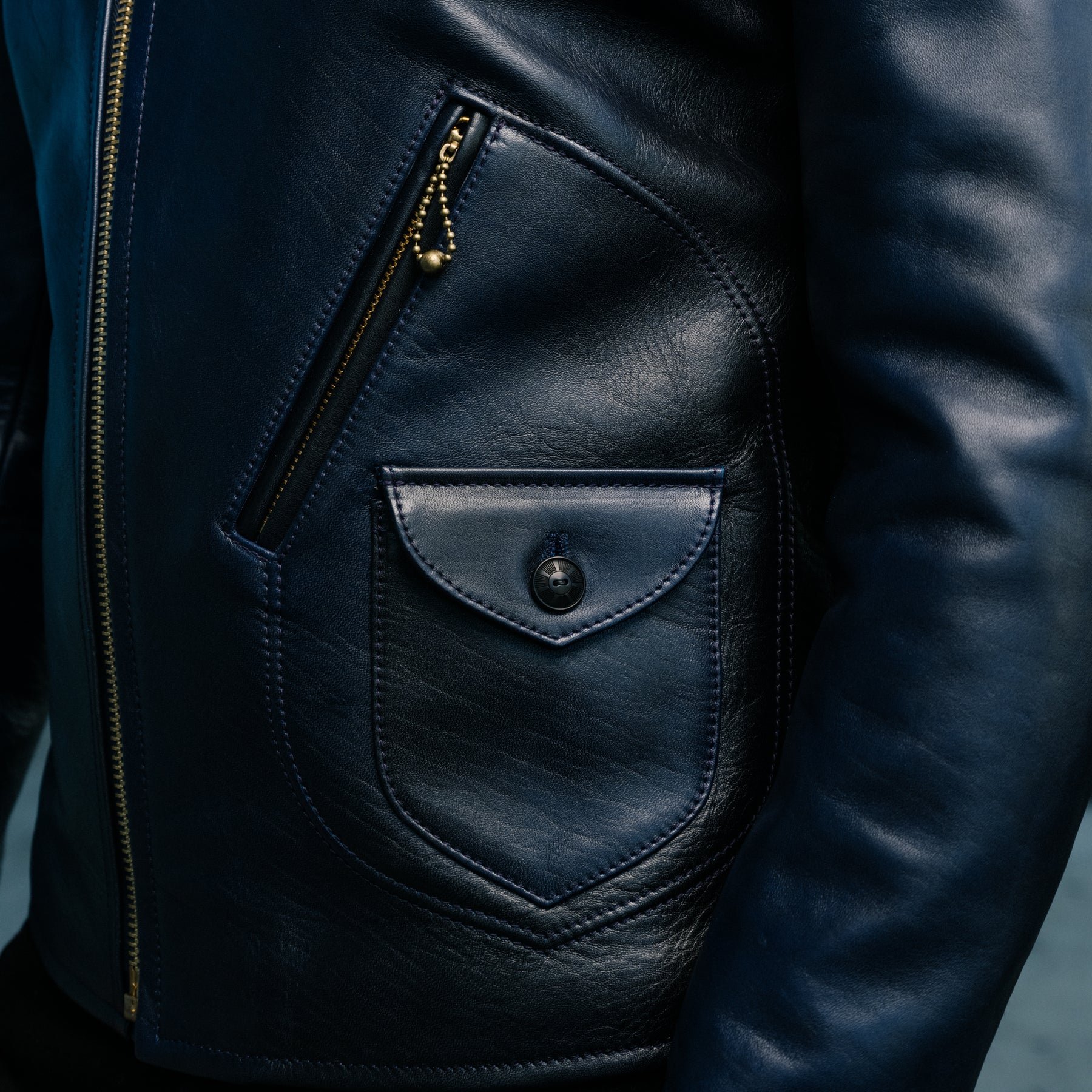 Y'2 Leather HR-56 Hand Dyed Horse Double Rider Navy
