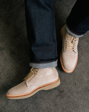 Alden x Snake Oil Provisions Lestat Plain Toe Boot Milkshake Suede
