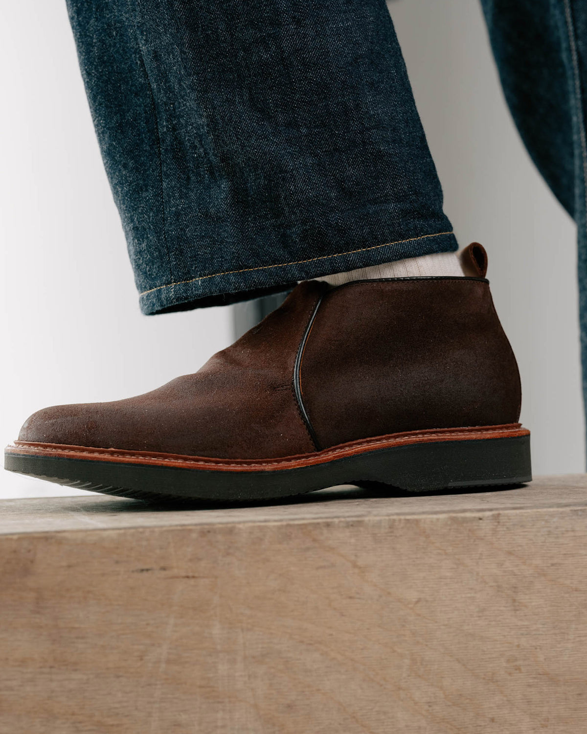Alden x Snake Oil Provisions Romeo Chukka Boot Reverse Tobacco Chamois