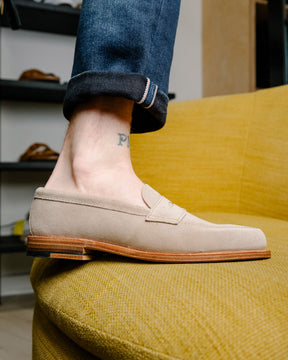 Alden x Snake Oil Provisions Unlined Penny Loafer Milkshake Suede