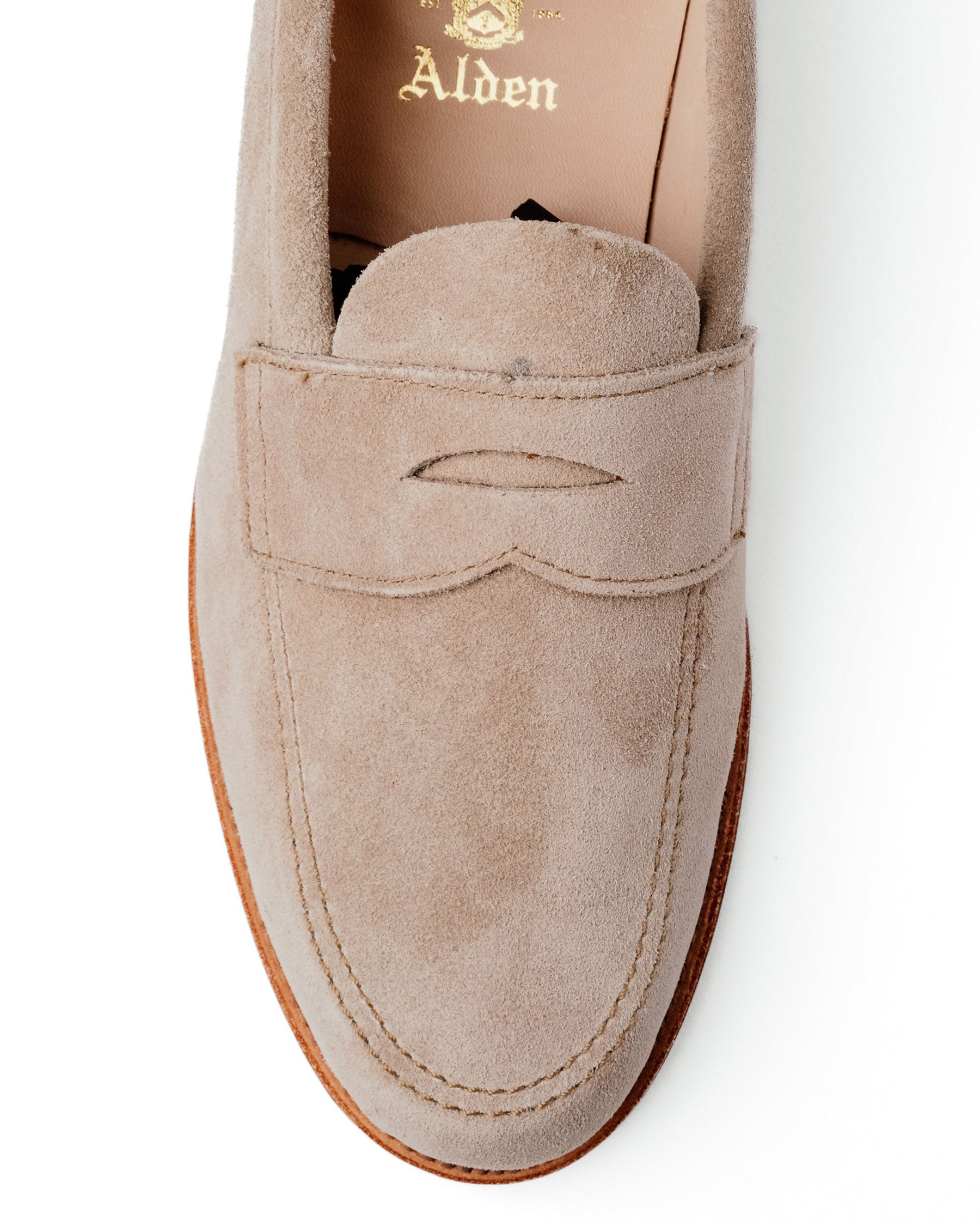 Alden x Snake Oil Provisions Unlined Penny Loafer Milkshake Suede