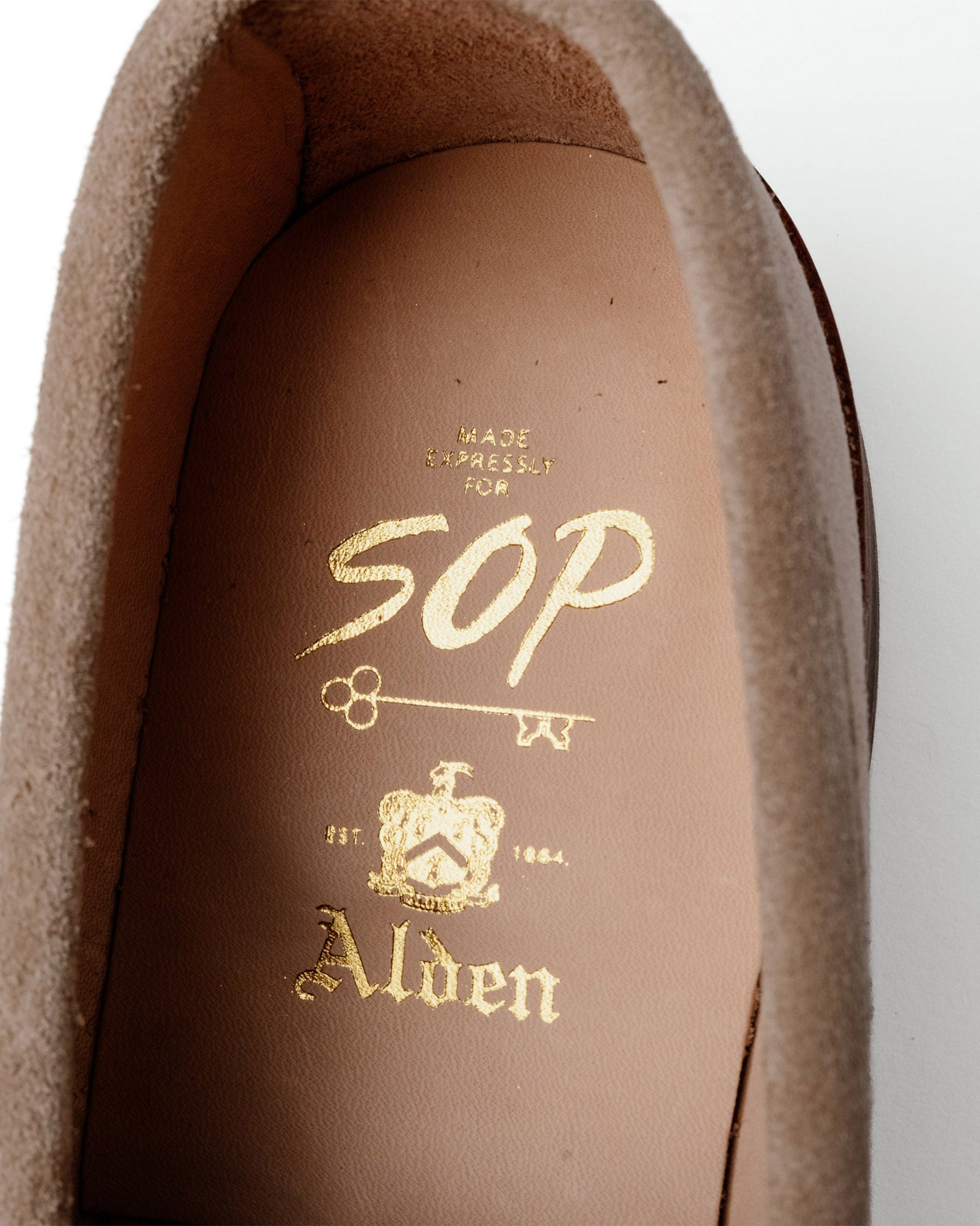 Alden x Snake Oil Provisions Unlined Penny Loafer Milkshake Suede