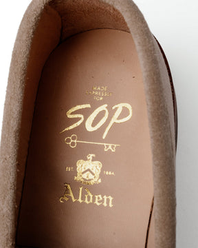 Alden x Snake Oil Provisions Unlined Penny Loafer Milkshake Suede