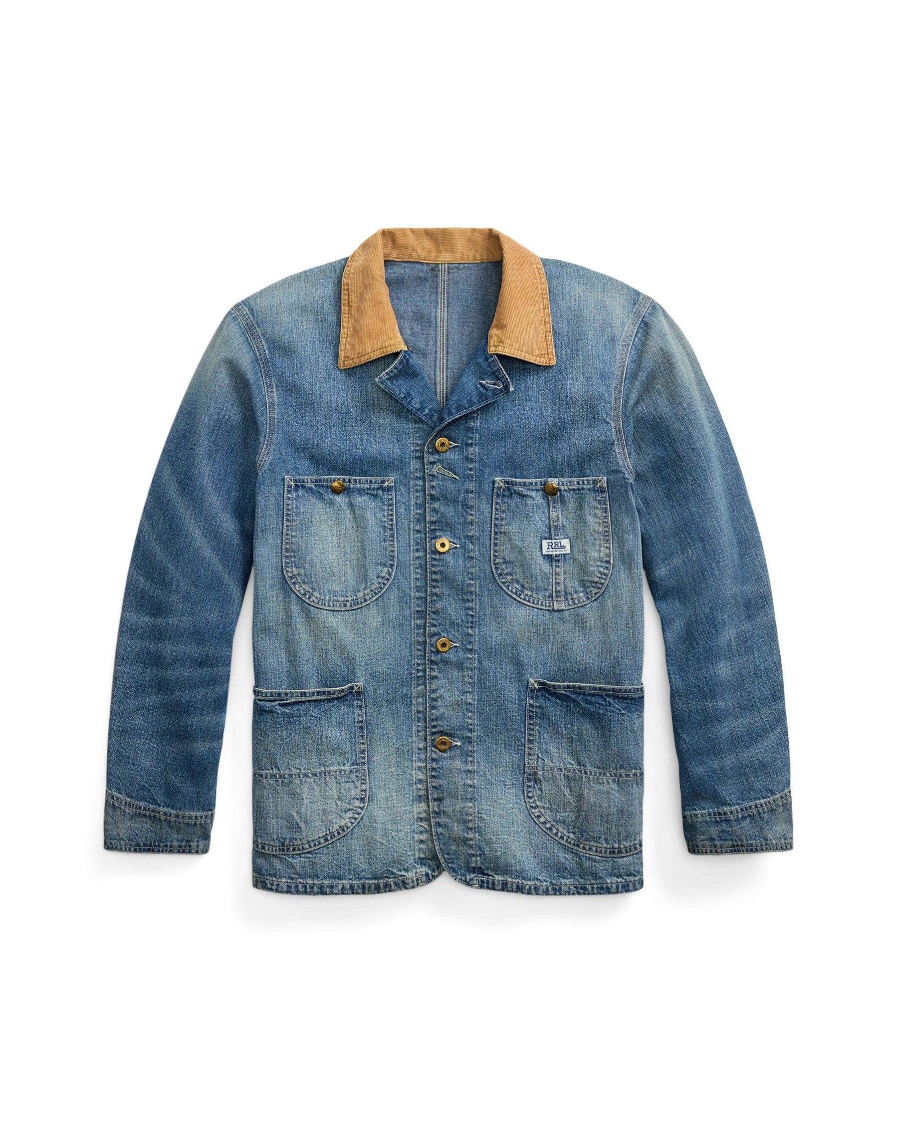 RRL Corduroy-Collar Indigo Denim Jacket Wrightsville Wash