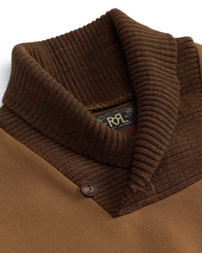RRL Garment-Dyed Fleece Shawl Sweatshirt Tan
