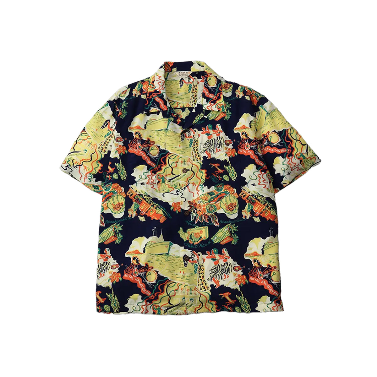 The Flat Head FN-SHO-010S Hawaiian Shirt Luxury Liner Navy