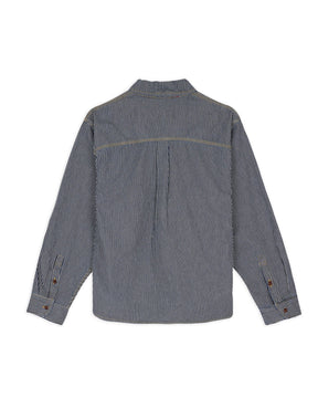 Brain Dead Hickory Stripe Half Zip Work Shirt Navy