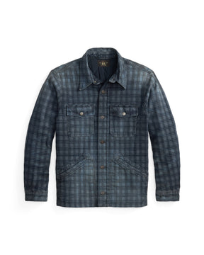 RRL Indigo Plaid Jacquard Denim Jacket Holland Wash