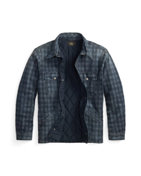 RRL Indigo Plaid Jacquard Denim Jacket Holland Wash