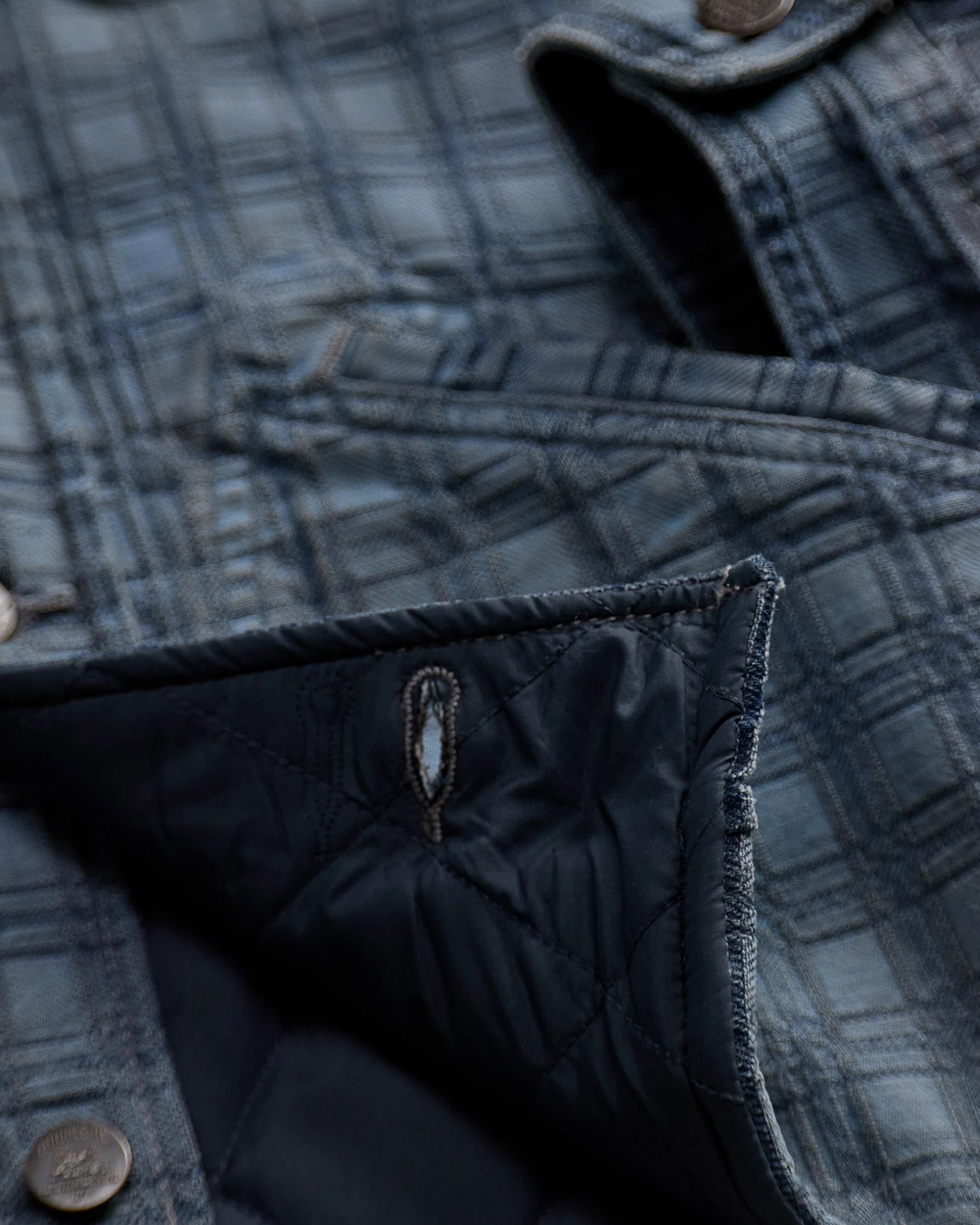 RRL Indigo Plaid Jacquard Denim Jacket Holland Wash