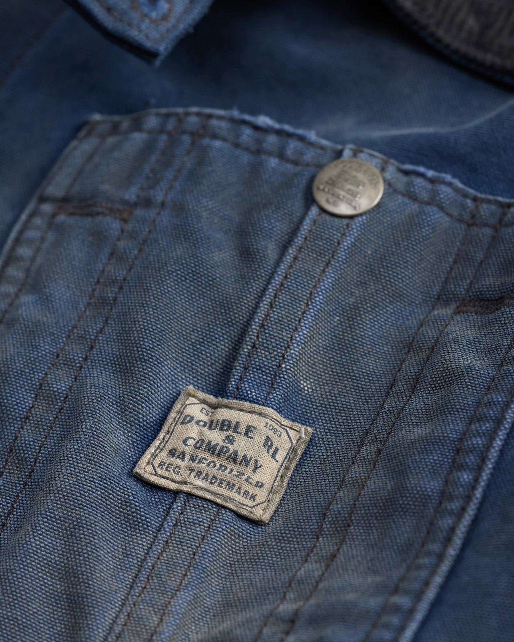 RRL Canvas Corduroy-Collar Engineer Jacket Faded Navy
