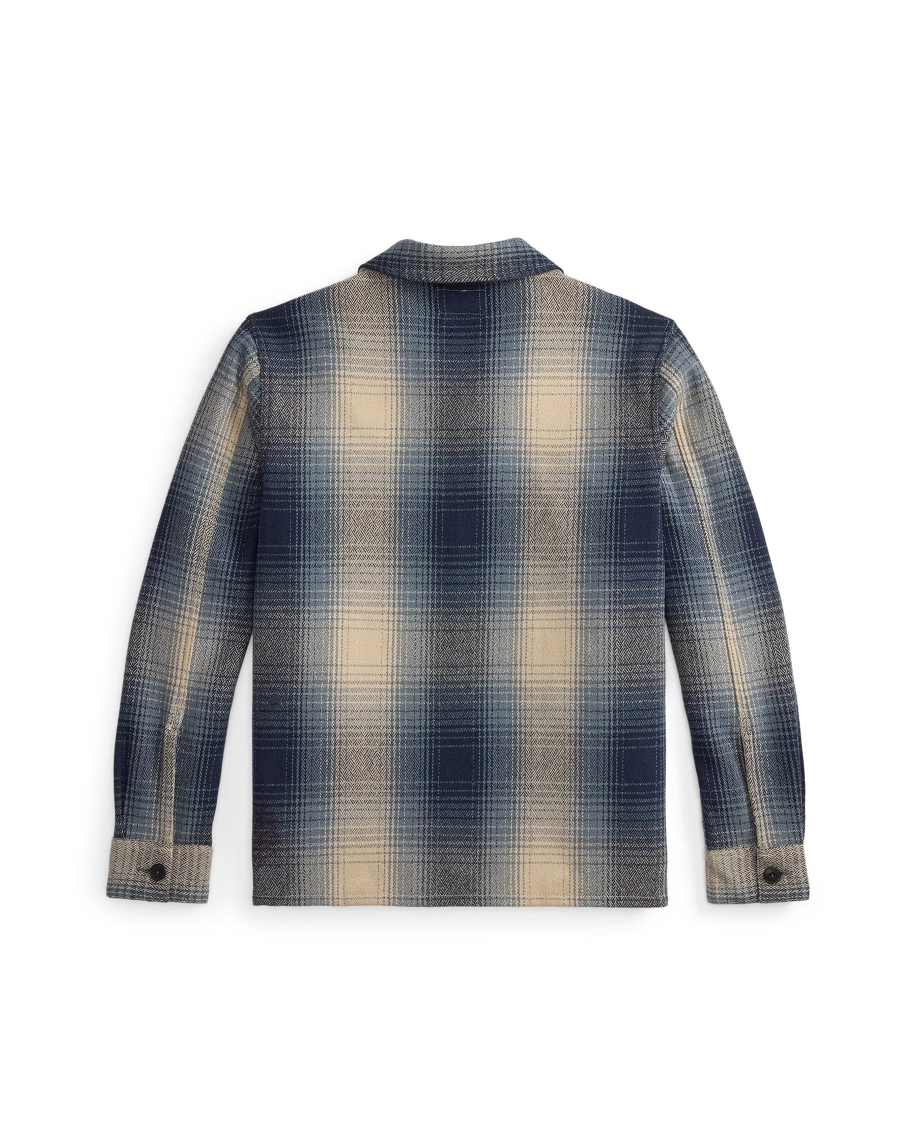 RRL Plaid Wool Twill Overshirt Blue/ Cream