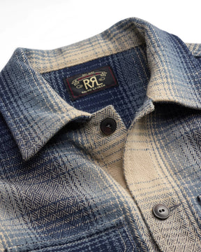RRL Plaid Wool Twill Overshirt Blue/ Cream