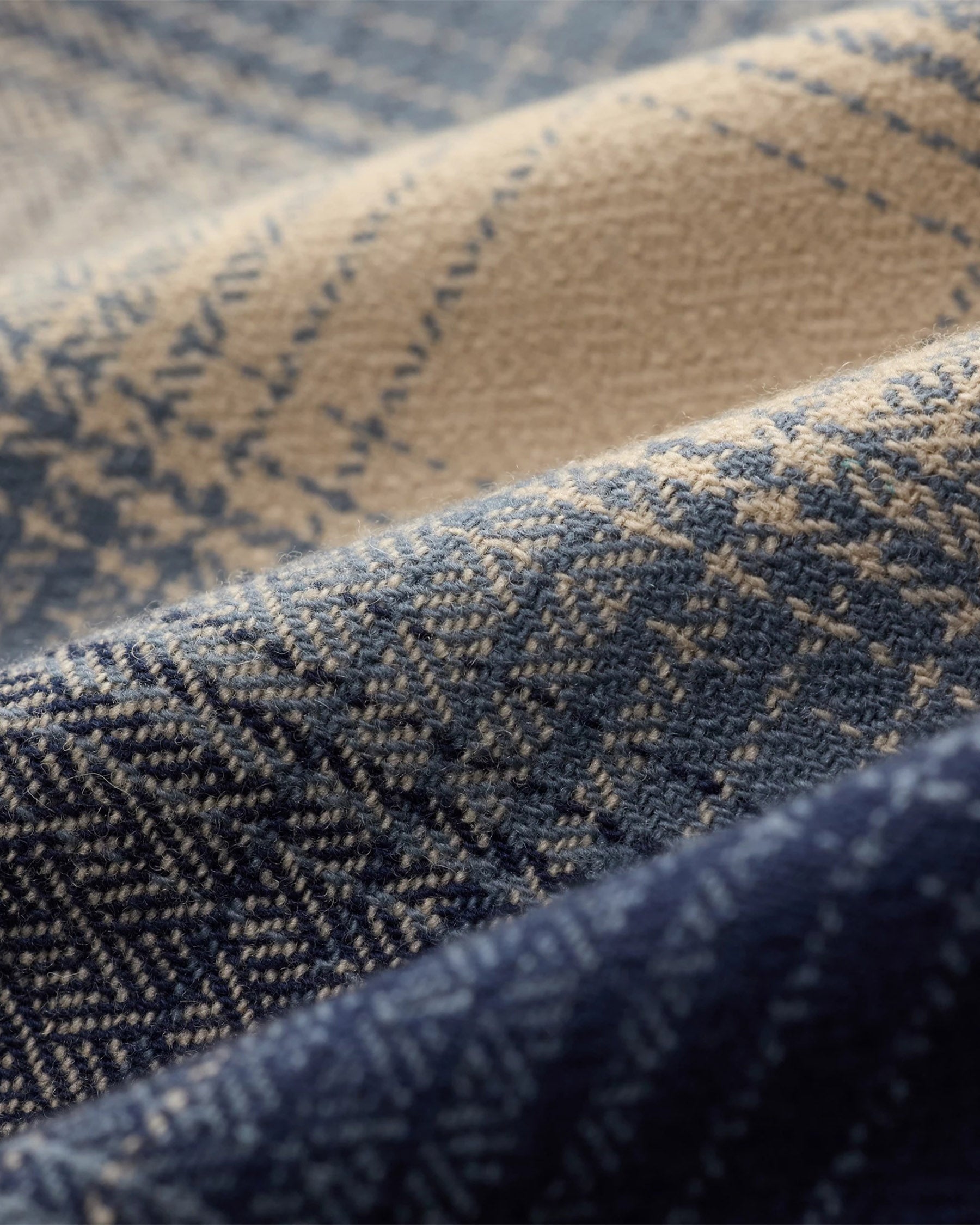 RRL Plaid Wool Twill Overshirt Blue/ Cream