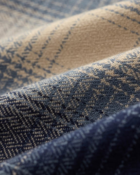 RRL Plaid Wool Twill Overshirt Blue/ Cream