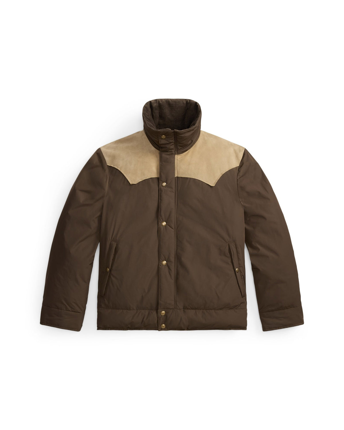 RRL Leather Yoke Western Jacket Dark Olive