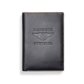 RRL Leather Passport Holder Black Over Brown