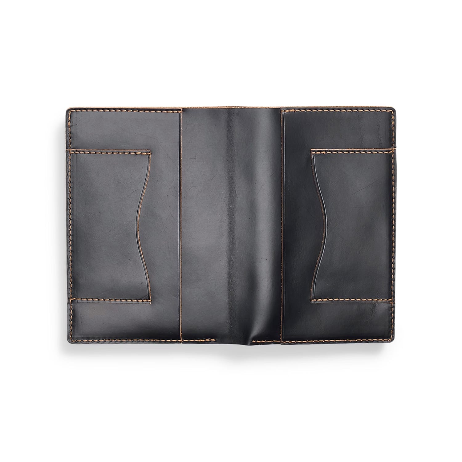 RRL Leather Passport Holder Black Over Brown