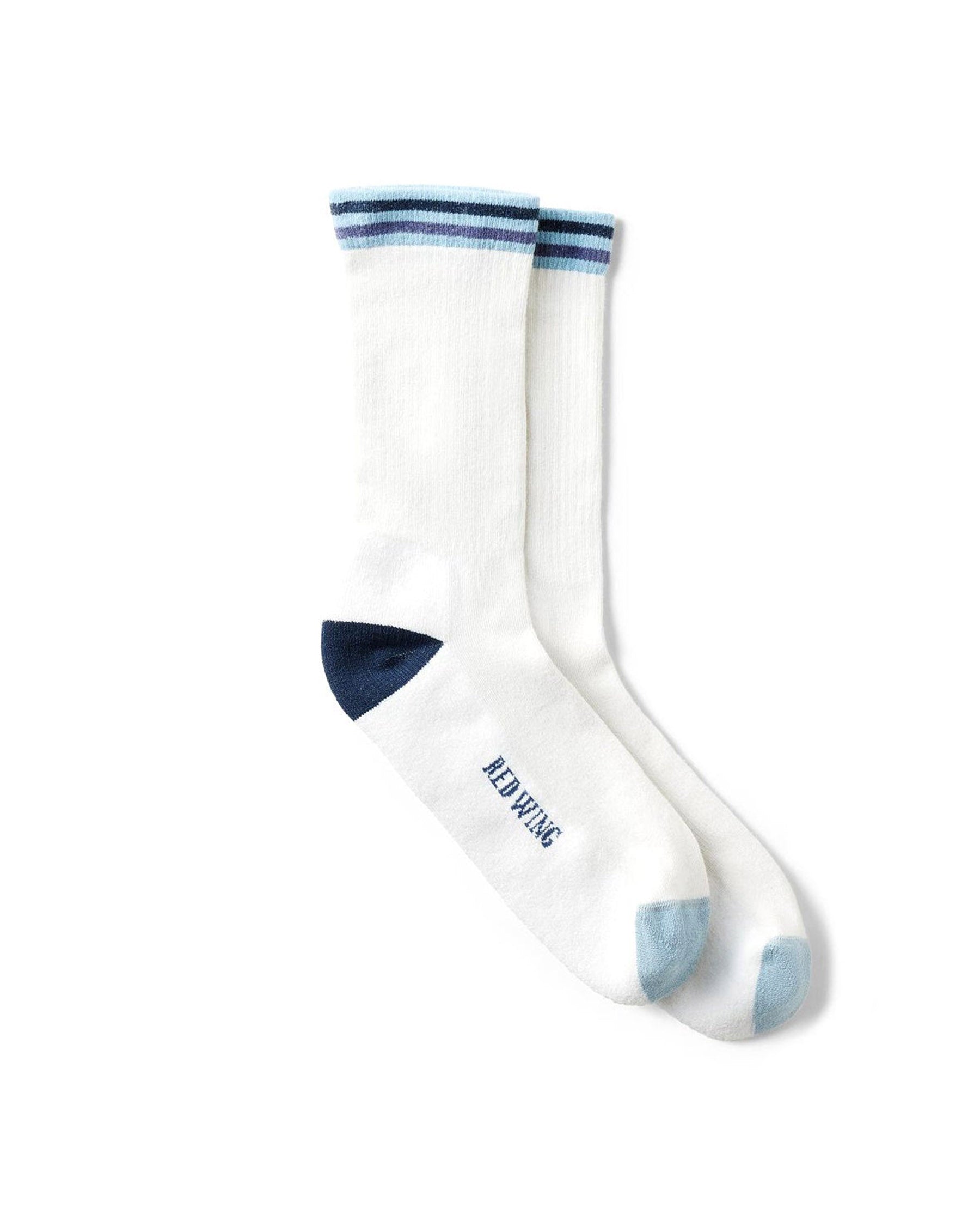 Red Wing Heritage Vintage Stripe Cotton Blend Crew in Silver Birch/ Carbon Navy/ Steel Blue