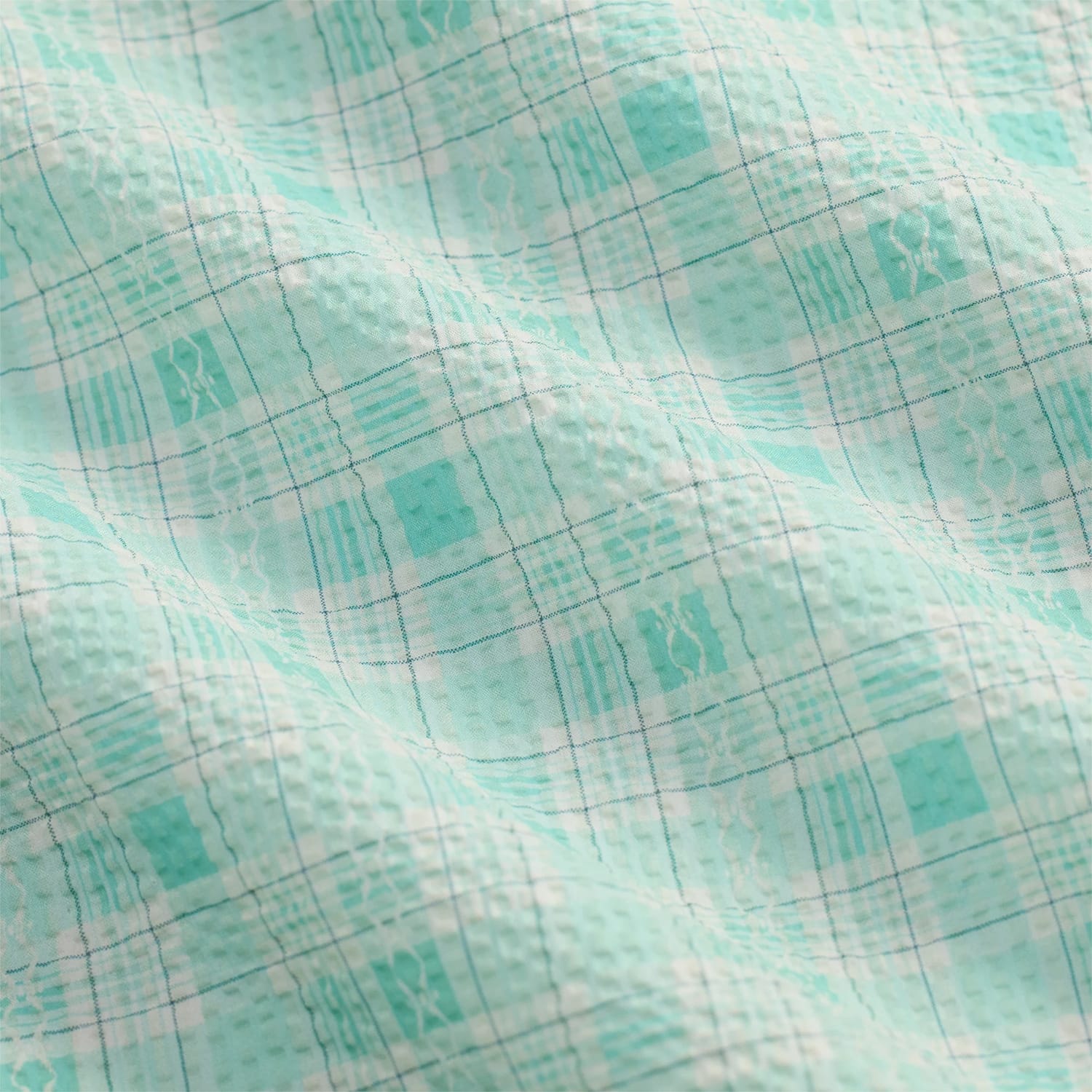 RRL Slim Fit Seersucker Western Shirt Turquoise Multi