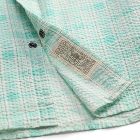 RRL Slim Fit Seersucker Western Shirt Turquoise Multi