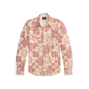 RRL Slim Fit Jersey Western Shirt Red/ Multi FINAL SALE