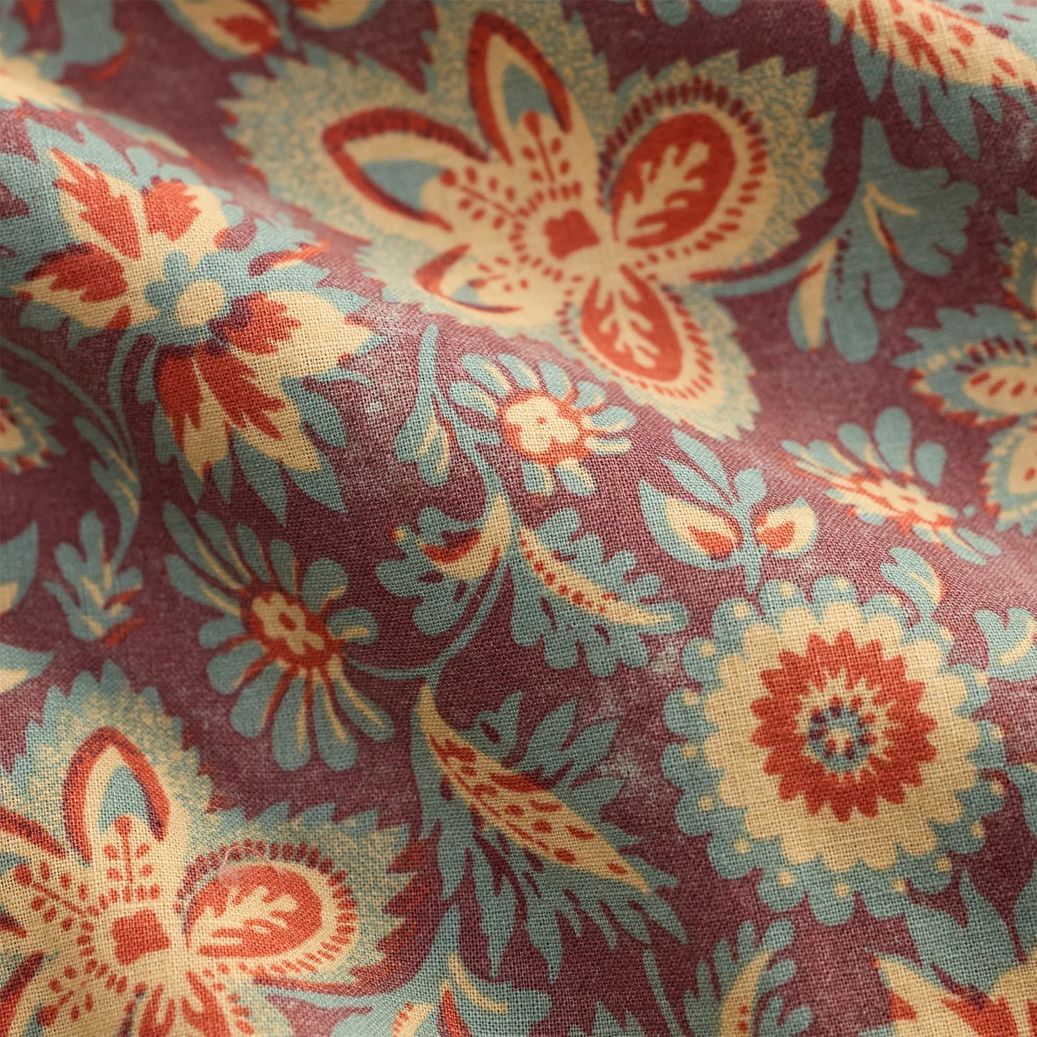 RRL Floral-Print Linen-Cotton Camp Shirt Blue/ Red Multi